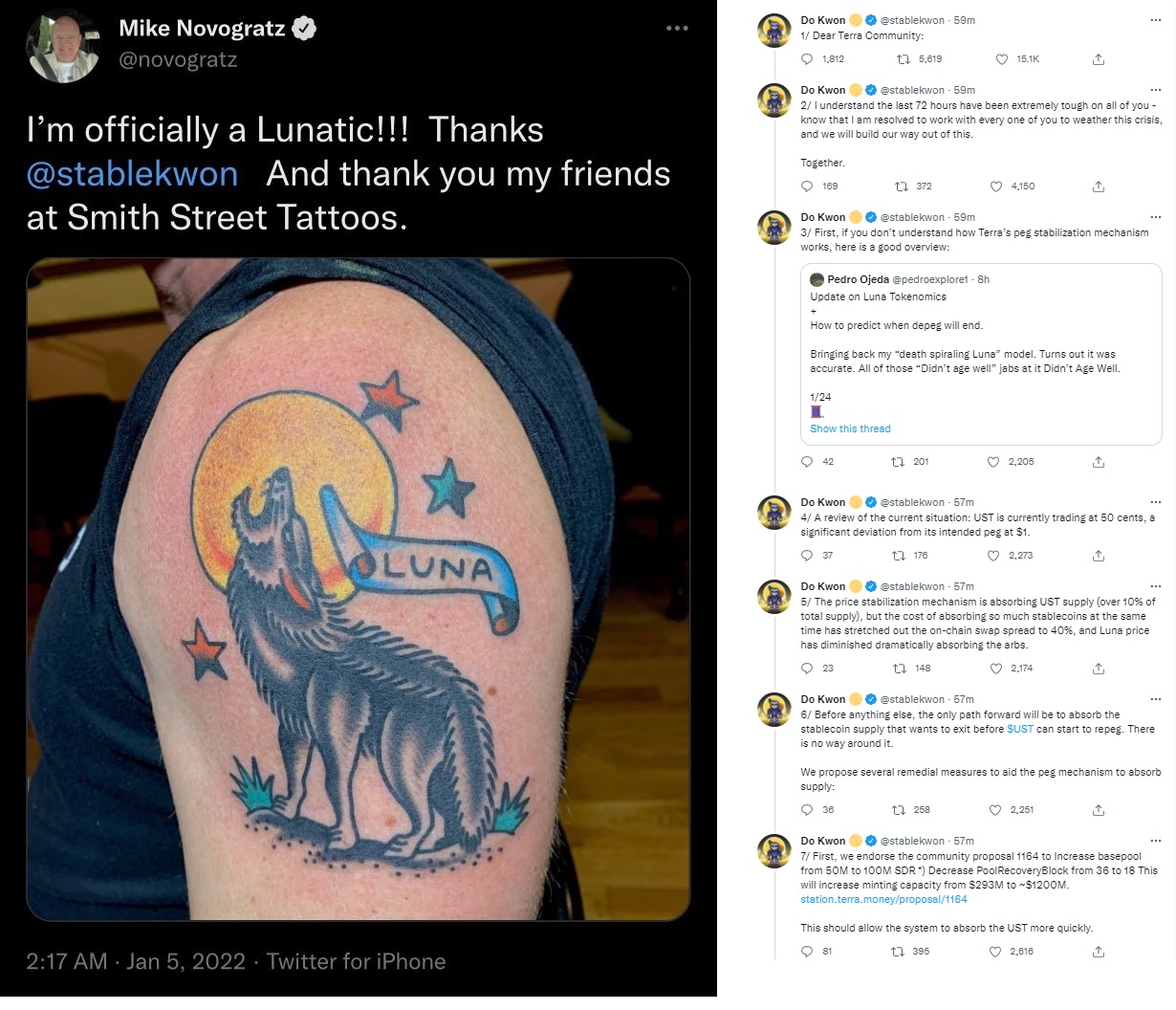 My tattoo will be a constant reminder that venture investing requires  humility says Michael Novogratz with a Luna tattoo after the cryptos  collapse  MarketWatch